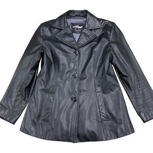 Wilsons Maxima‎ Jacket Women Medium Black Leather Nylon Lined Classic 90s VTG